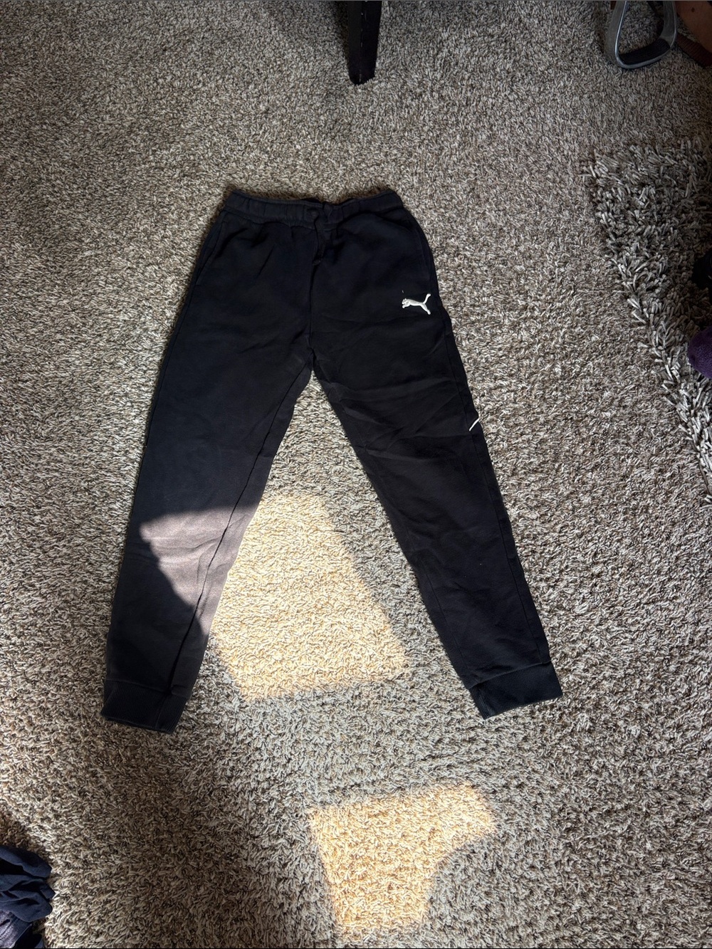 Puma Kids Black Jogger Sweatpants with White Logo